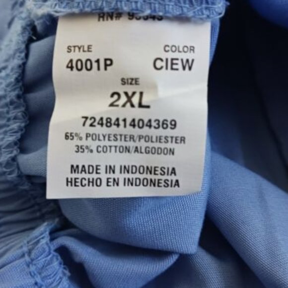 Cherokee Workwear Womens Pull-on Scrub Pants 4001P Light Blue 2XL Elastic Waist - Picture 5 of 5